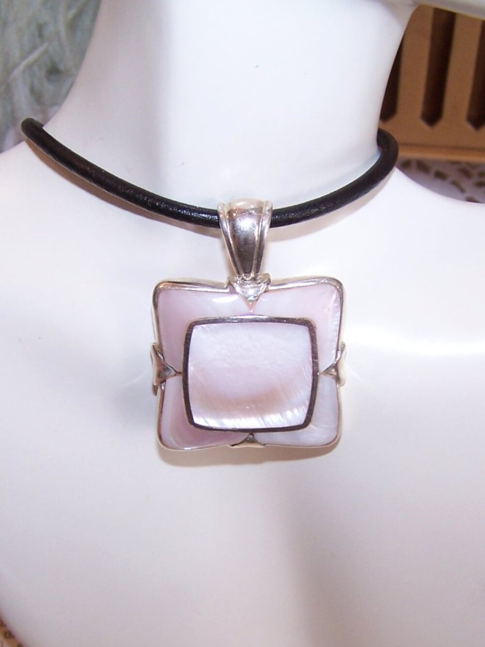 Vintage CFJ Sterling Silver Mother of Pearl Pendant